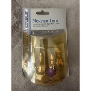 Vintage Monster Cable Monster Lock Speaker Cable Tips‎ 2 Pair Gold Connectors